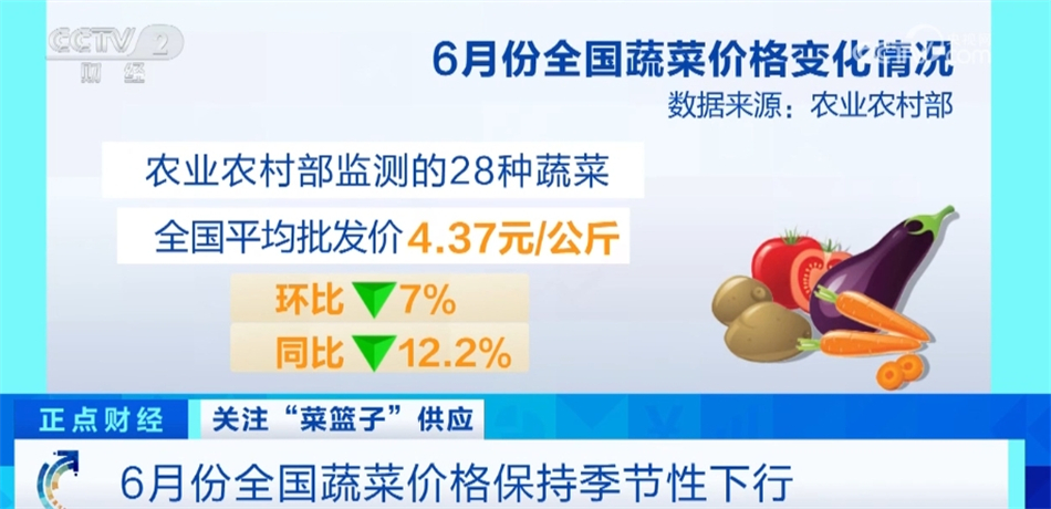 6月份全国蔬菜价格保持季节性下行 多举措保障居民拎稳“菜篮子”